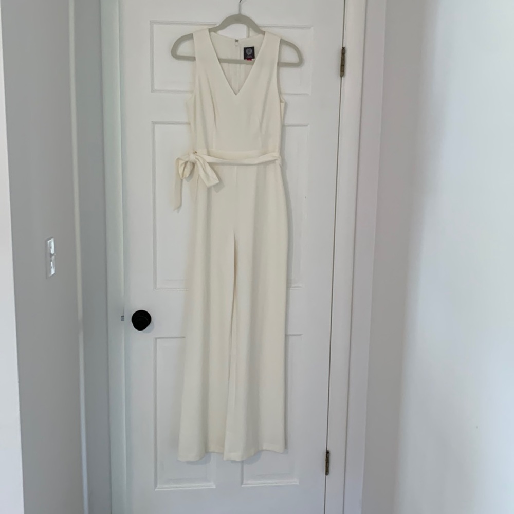 Vince Camuto White Crepe Jumpsuit